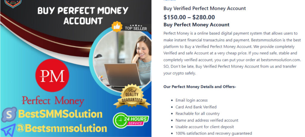 Buy Verified Perfect Money Account-Transfer your crypto 100% safely